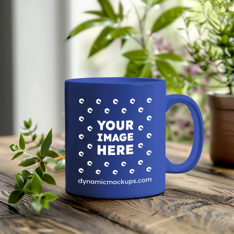 11oz Blank Dark Blue Ceramic Coffee Mug Mockup Template