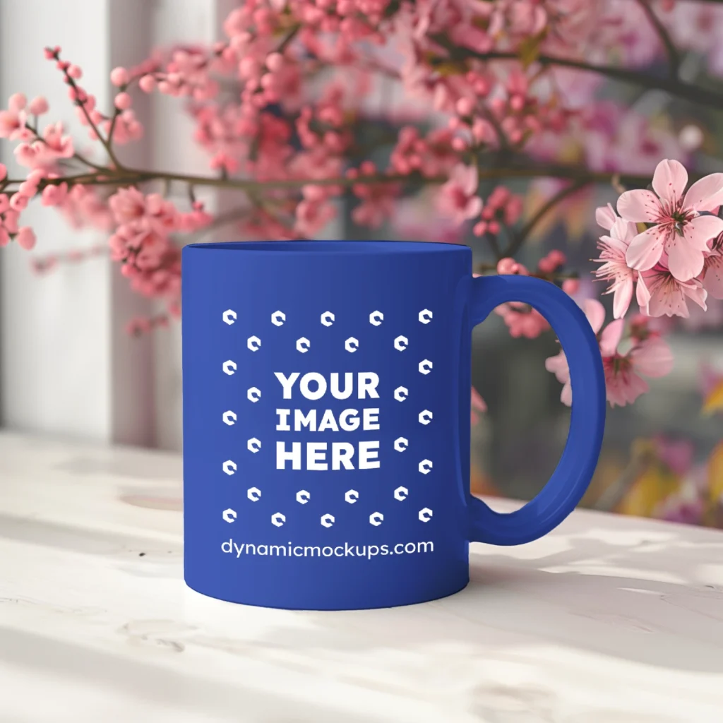 11oz Blank Dark Blue Ceramic Coffee Mug Mockup Template