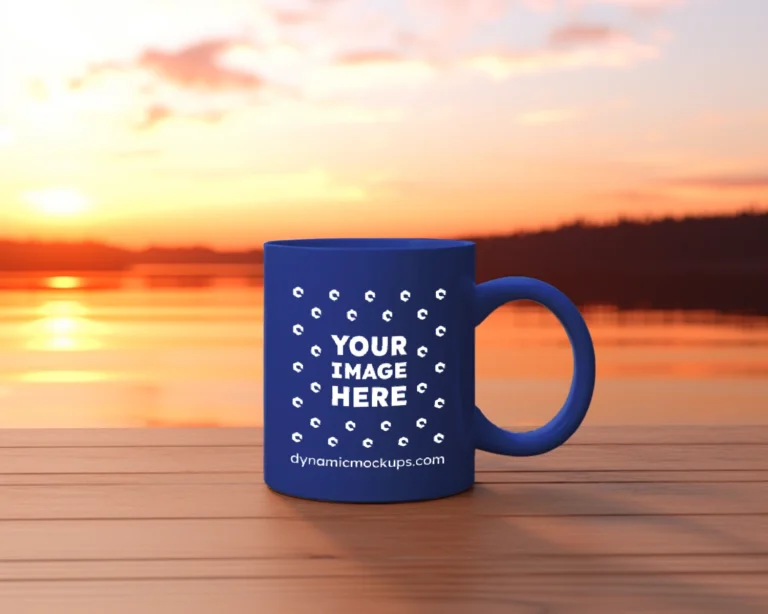 11oz Blank Dark Blue Ceramic Coffee Mug Mockup Template