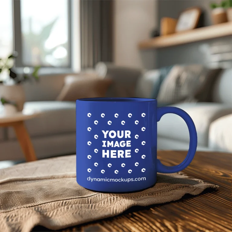 11oz Blank Dark Blue Ceramic Coffee Mug Mockup Template