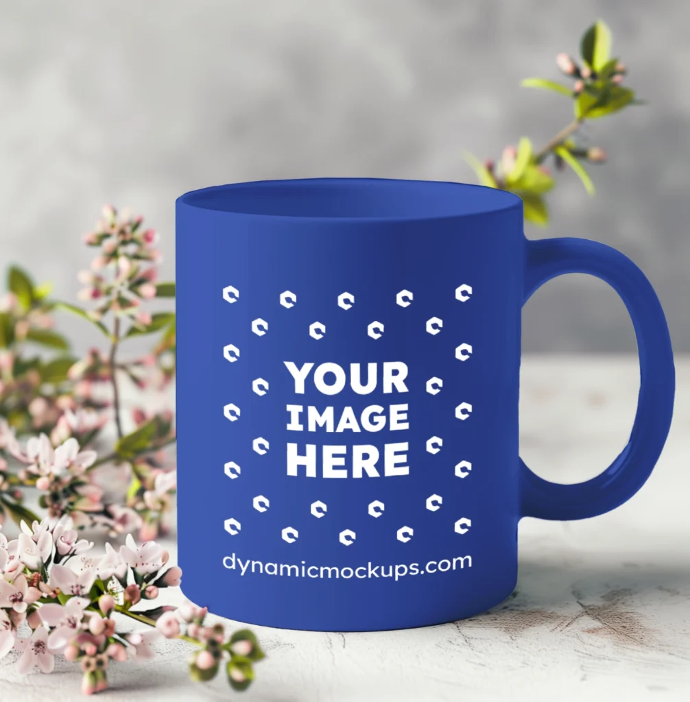 11oz Blank Dark Blue Ceramic Coffee Mug Mockup Template