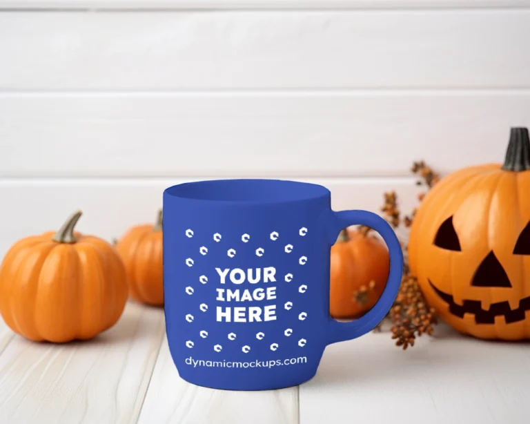 11oz Blank Dark Blue Ceramic Coffee Mug Mockup Template