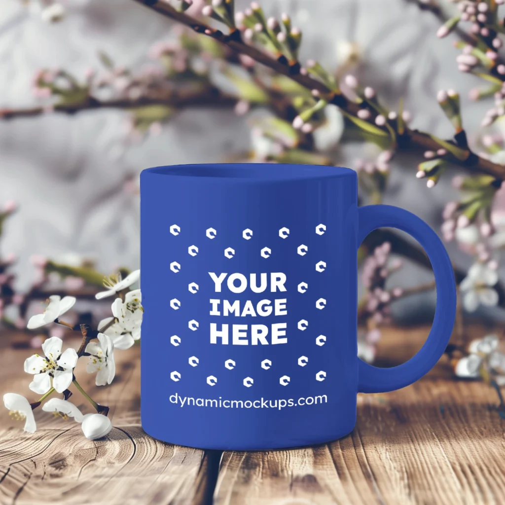 11oz Blank Dark Blue Ceramic Coffee Mug Mockup Template