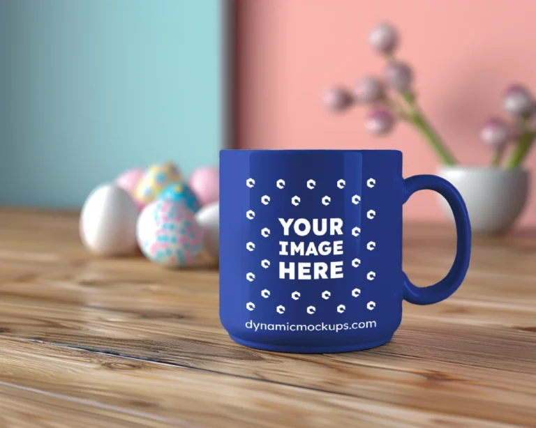 11oz Blank Dark Blue Ceramic Coffee Mug Mockup Template