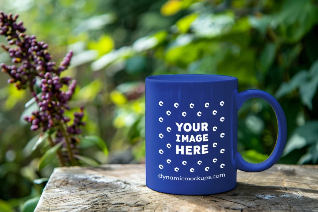 11oz Blank Dark Blue Ceramic Coffee Mug Mockup Template