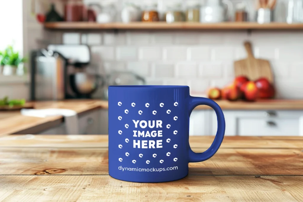 11oz Blank Dark Blue Ceramic Coffee Mug Mockup Template