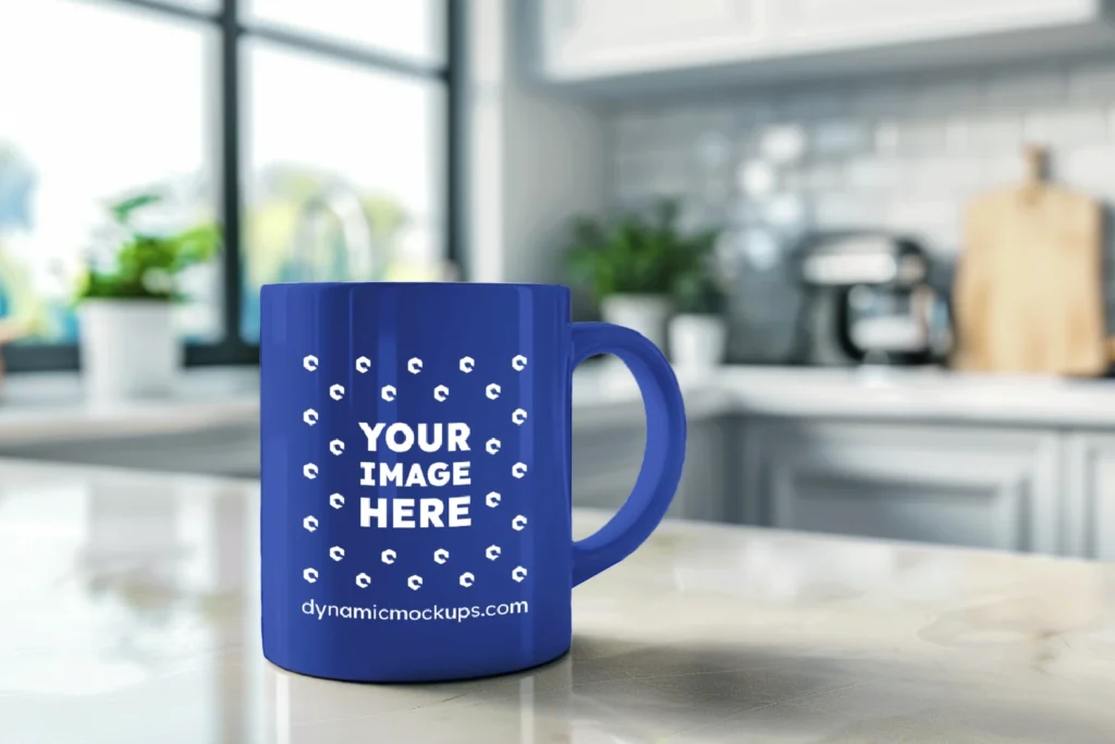 11oz Blank Dark Blue Ceramic Coffee Mug Mockup Template