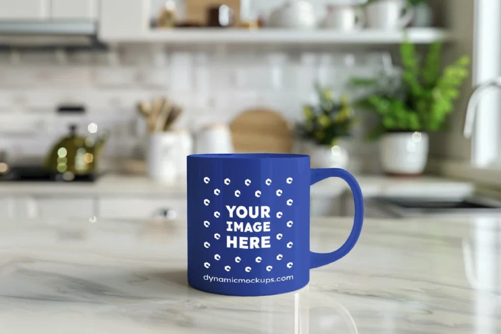 11oz Blank Dark Blue Ceramic Coffee Mug Mockup Template