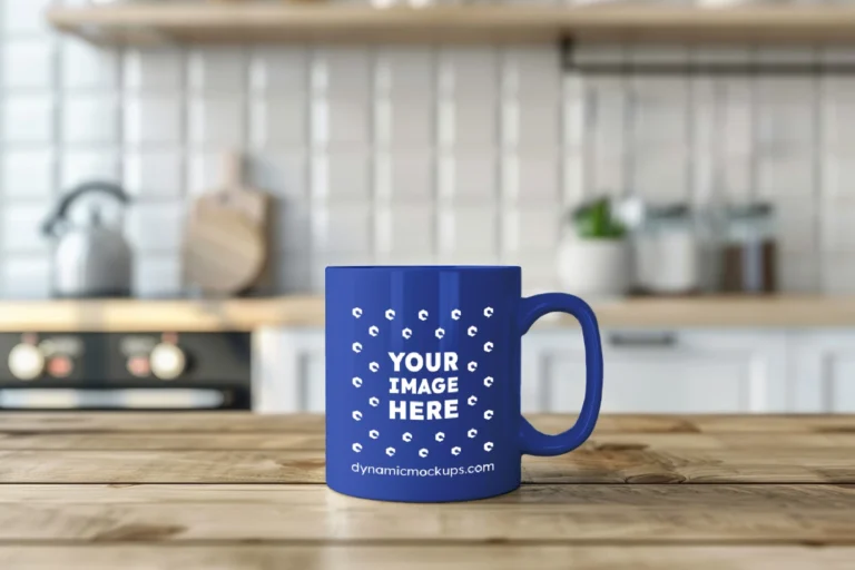 11oz Blank Dark Blue Ceramic Coffee Mug Mockup Template