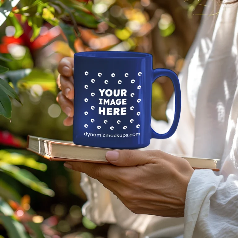 11oz Blank Dark Blue Ceramic Coffee Mug Mockup Template