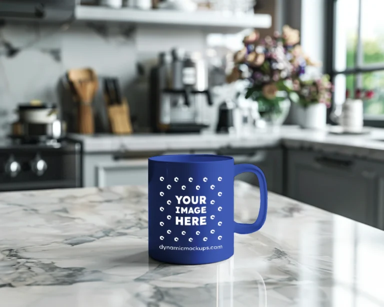 11oz Blank Dark Blue Ceramic Coffee Mug Mockup Template