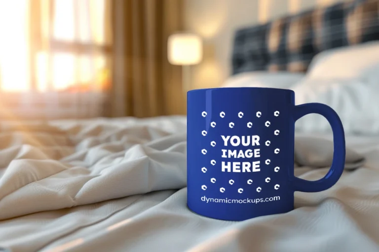 11oz Blank Dark Blue Ceramic Coffee Mug Mockup Template