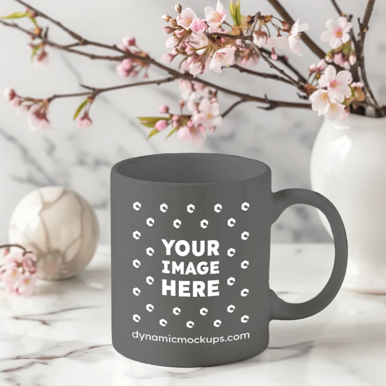 11oz Blank Dark Gray Ceramic Coffee Mug Mockup Template