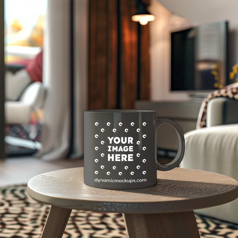 11oz Blank Dark Gray Ceramic Coffee Mug Mockup Template