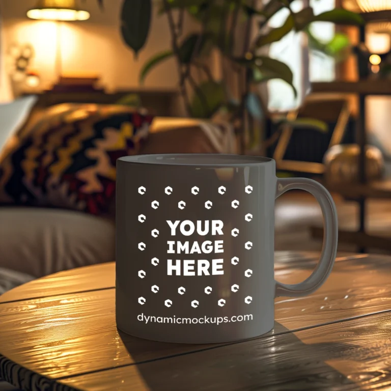 11oz Blank Dark Gray Ceramic Coffee Mug Mockup Template