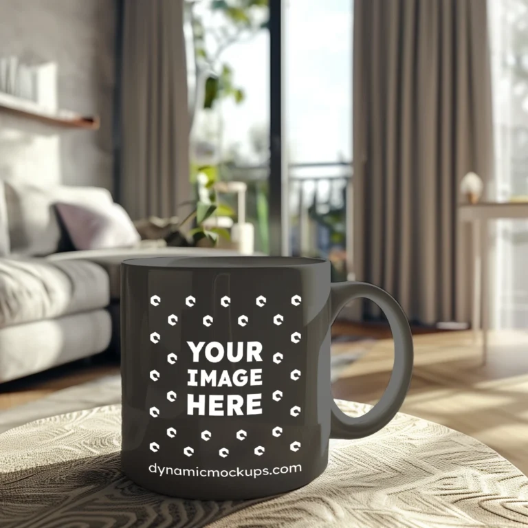 11oz Blank Dark Gray Ceramic Coffee Mug Mockup Template