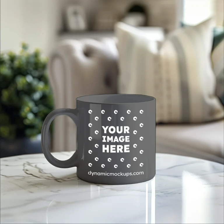 11oz Blank Dark Gray Ceramic Coffee Mug Mockup Template