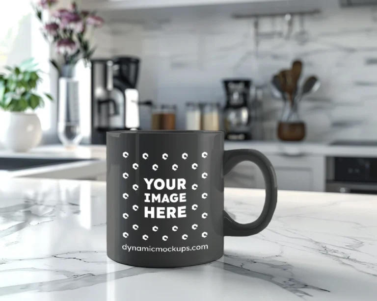 11oz Blank Dark Gray Ceramic Coffee Mug Mockup Template