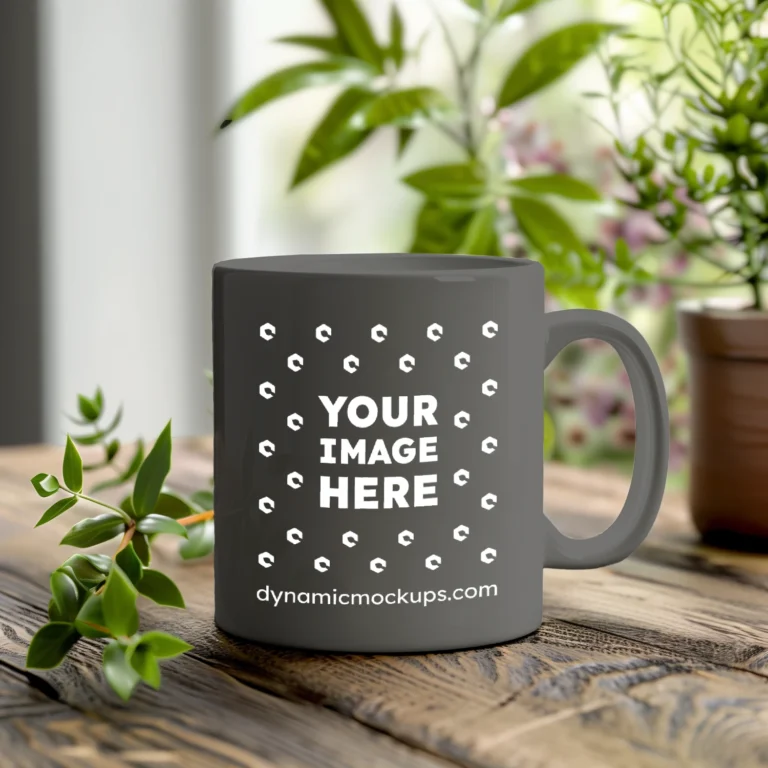 11oz Blank Dark Gray Ceramic Coffee Mug Mockup Template