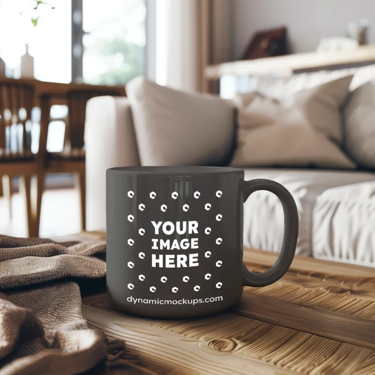 11oz Blank Dark Gray Ceramic Coffee Mug Mockup Template