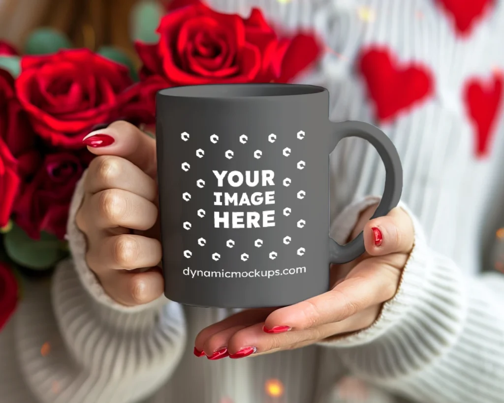 11oz Blank Dark Gray Ceramic Coffee Mug Mockup Template