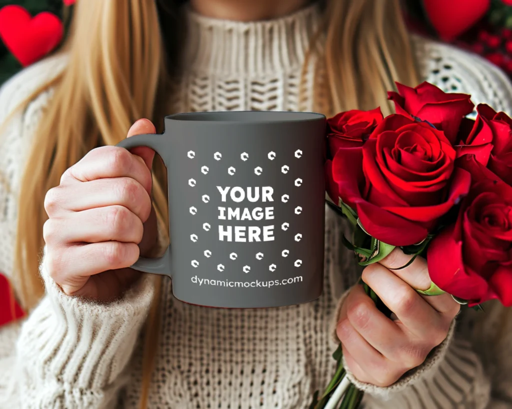 11oz Blank Dark Gray Ceramic Coffee Mug Mockup Template