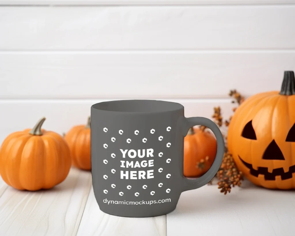 11oz Blank Dark Gray Ceramic Coffee Mug Mockup Template