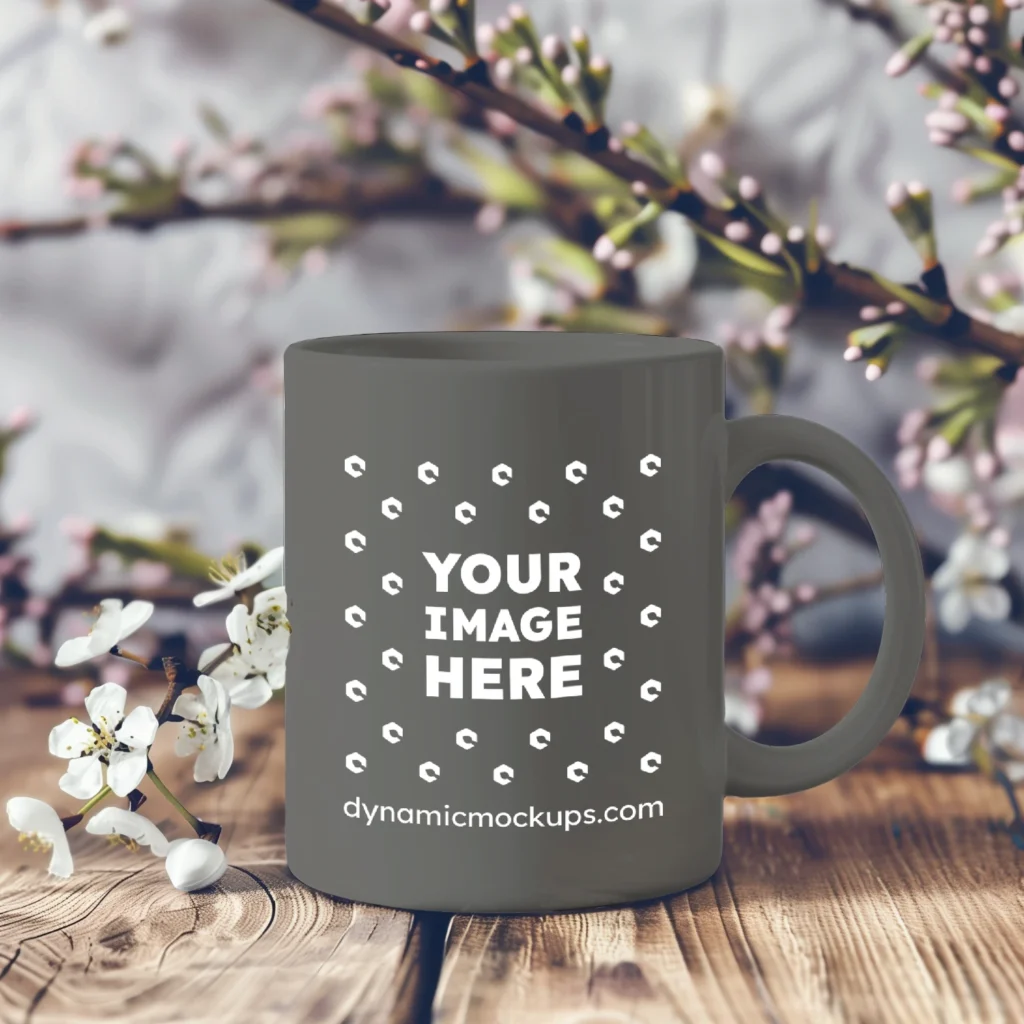 11oz Blank Dark Gray Ceramic Coffee Mug Mockup Template