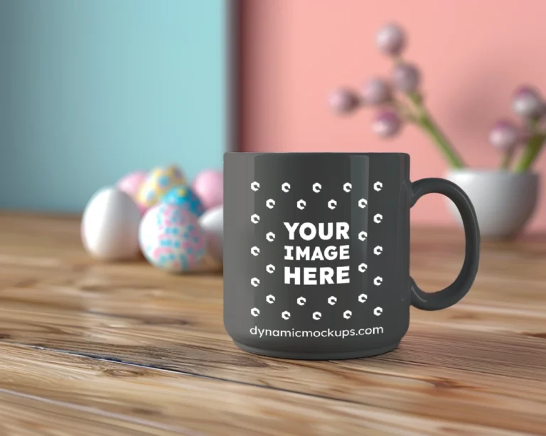 11oz Blank Dark Gray Ceramic Coffee Mug Mockup Template