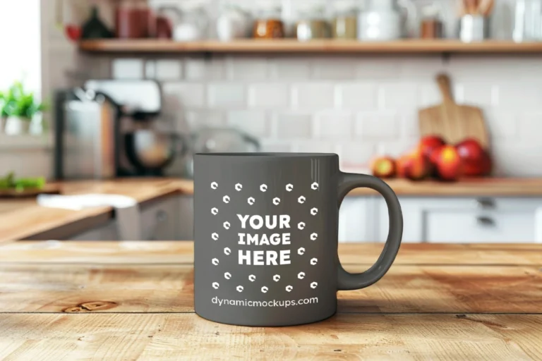 11oz Blank Dark Gray Ceramic Coffee Mug Mockup Template