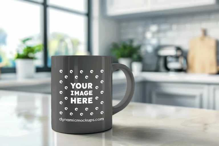 11oz Blank Dark Gray Ceramic Coffee Mug Mockup Template