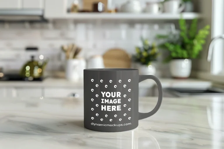 11oz Blank Dark Gray Ceramic Coffee Mug Mockup Template