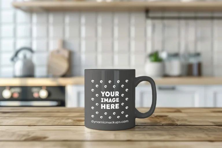 11oz Blank Dark Gray Ceramic Coffee Mug Mockup Template