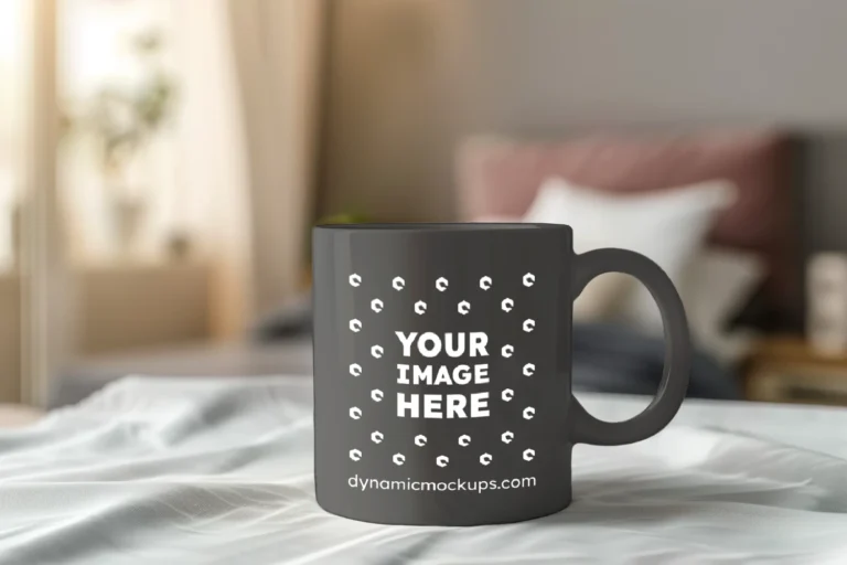 11oz Blank Dark Gray Ceramic Coffee Mug Mockup Template