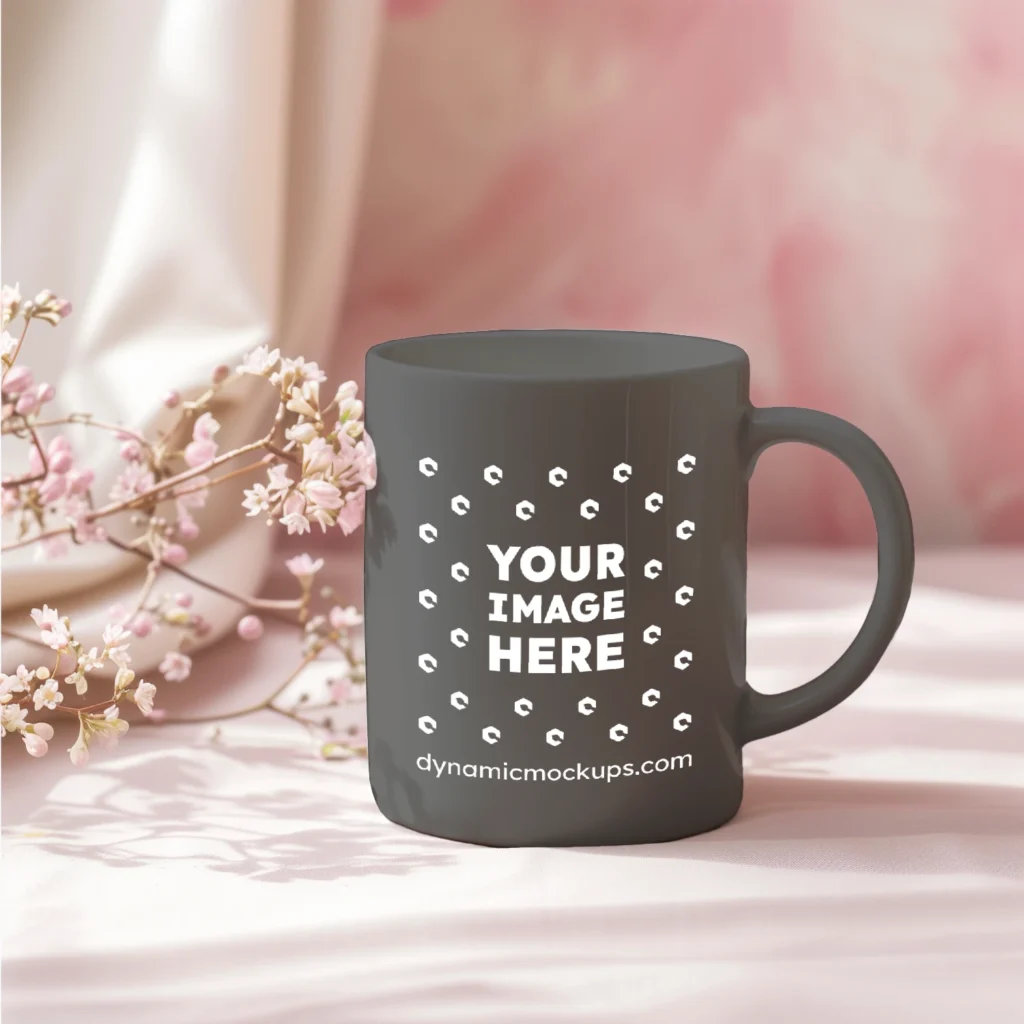 11oz Blank Dark Gray Ceramic Coffee Mug Mockup Template