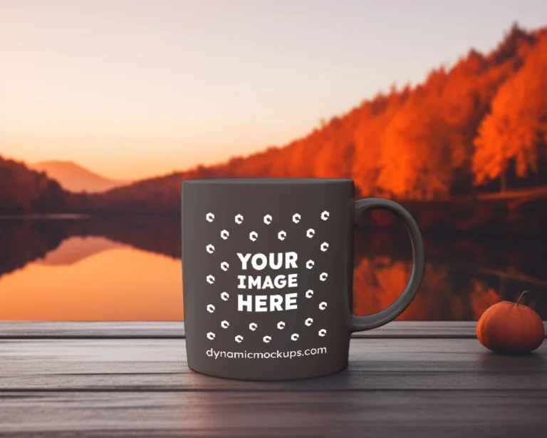 11oz Blank Dark Gray Ceramic Coffee Mug Mockup Template