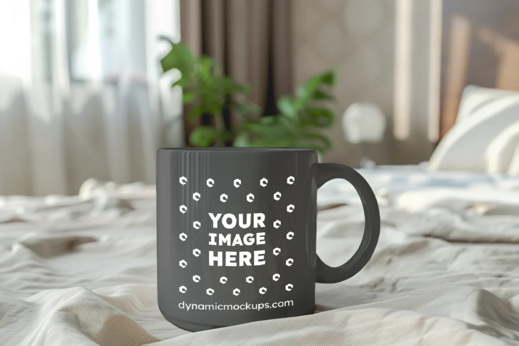 11oz Blank Dark Gray Ceramic Coffee Mug Mockup Template