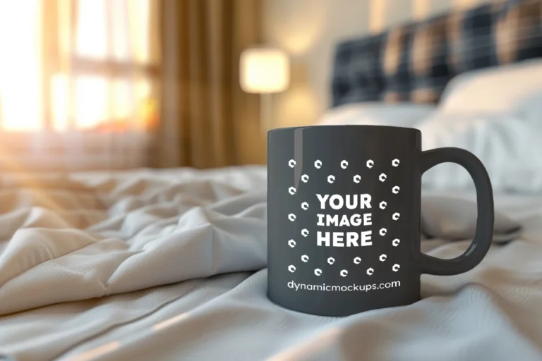 11oz Blank Dark Gray Ceramic Coffee Mug Mockup Template