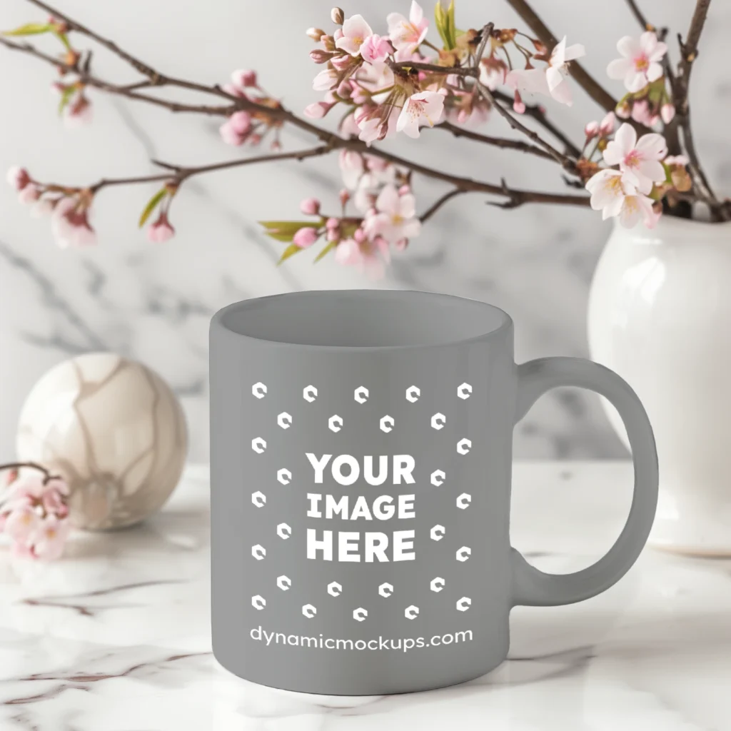 11oz Blank Gray Ceramic Coffee Mug Mockup Template