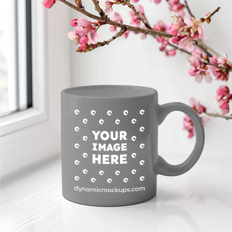 11oz Blank Gray Ceramic Coffee Mug Mockup Template