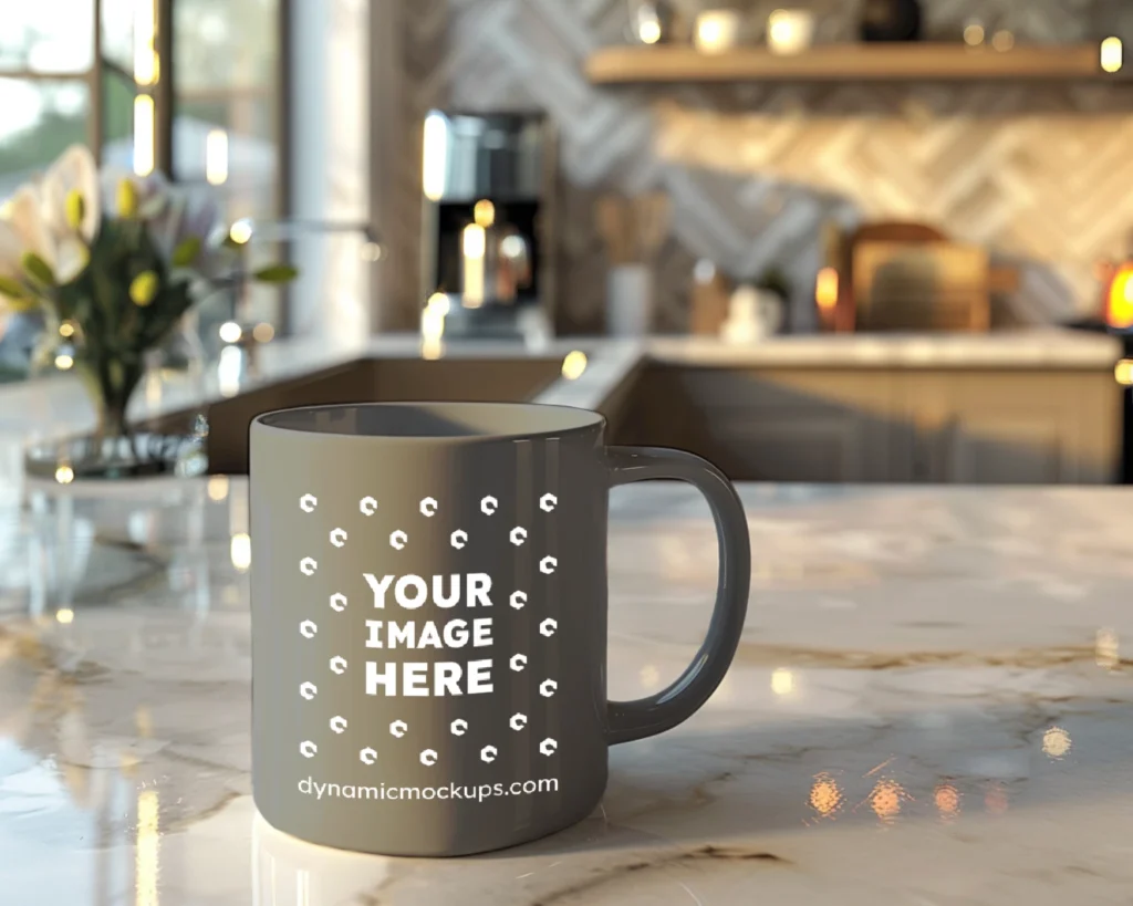 11oz Blank Gray Ceramic Coffee Mug Mockup Template