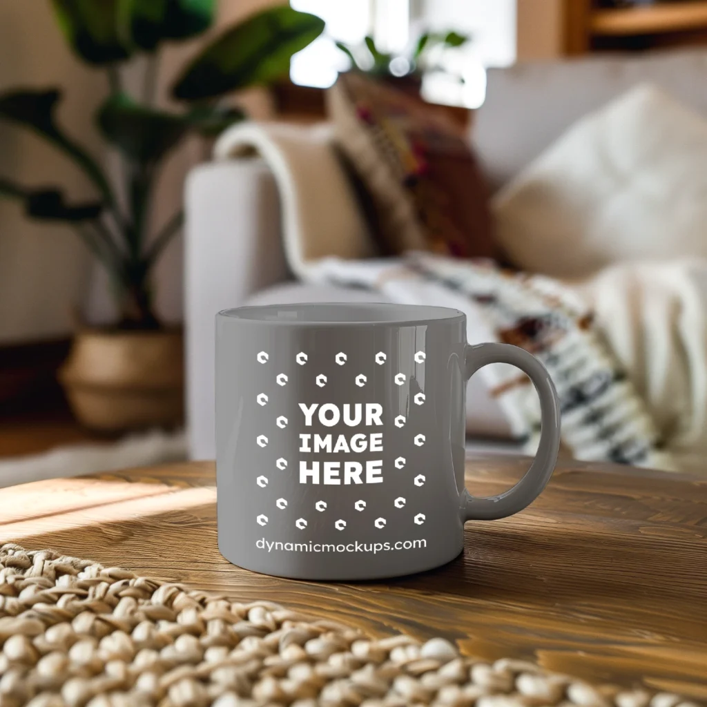 11oz Blank Gray Ceramic Coffee Mug Mockup Template