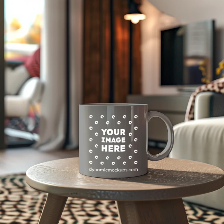 11oz Blank Gray Ceramic Coffee Mug Mockup Template