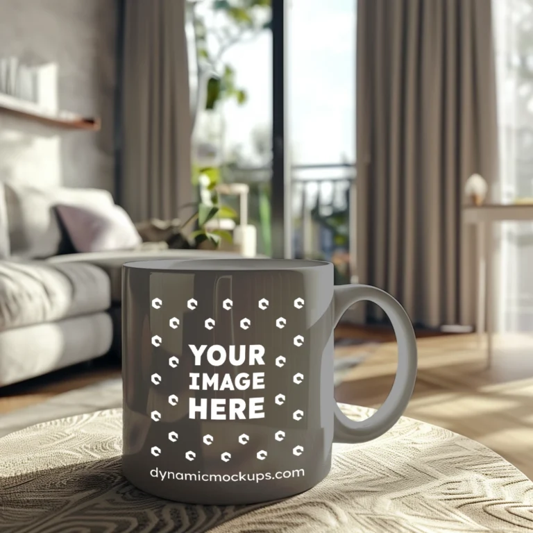 11oz Blank Gray Ceramic Coffee Mug Mockup Template