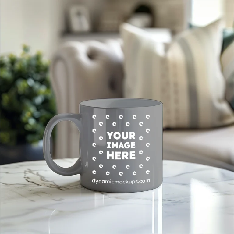 11oz Blank Gray Ceramic Coffee Mug Mockup Template