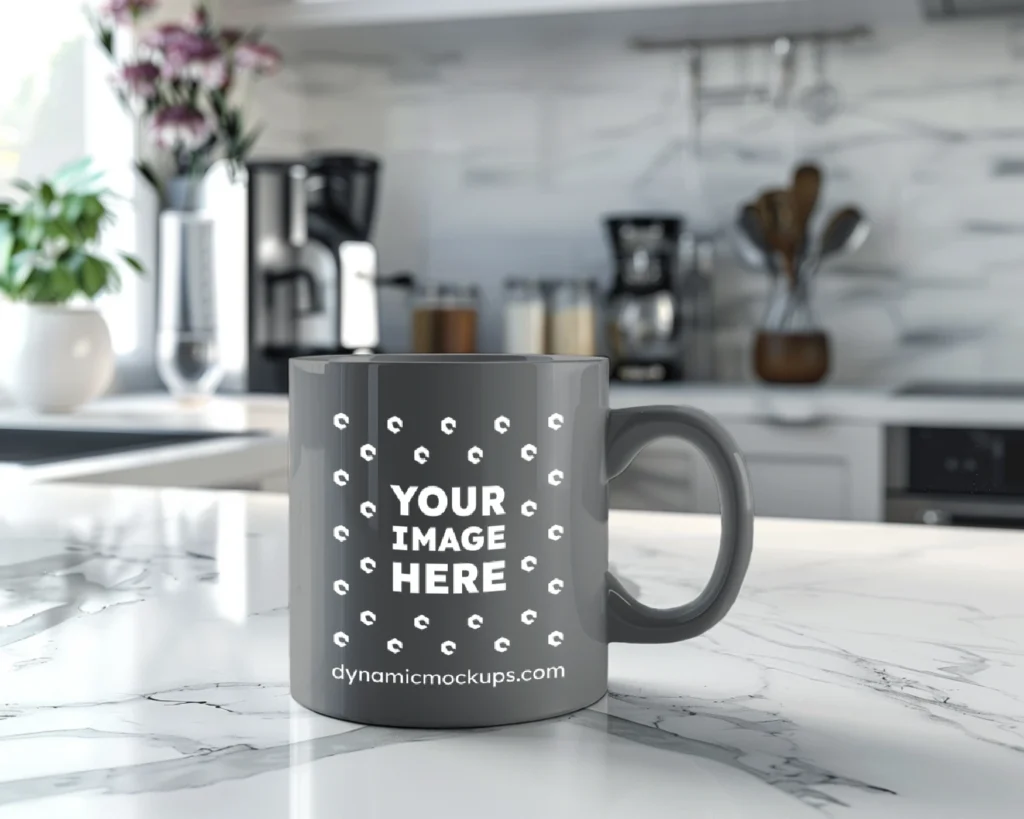 11oz Blank Gray Ceramic Coffee Mug Mockup Template