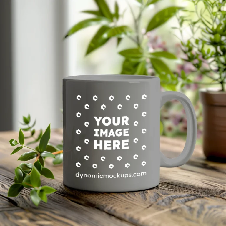 11oz Blank Gray Ceramic Coffee Mug Mockup Template