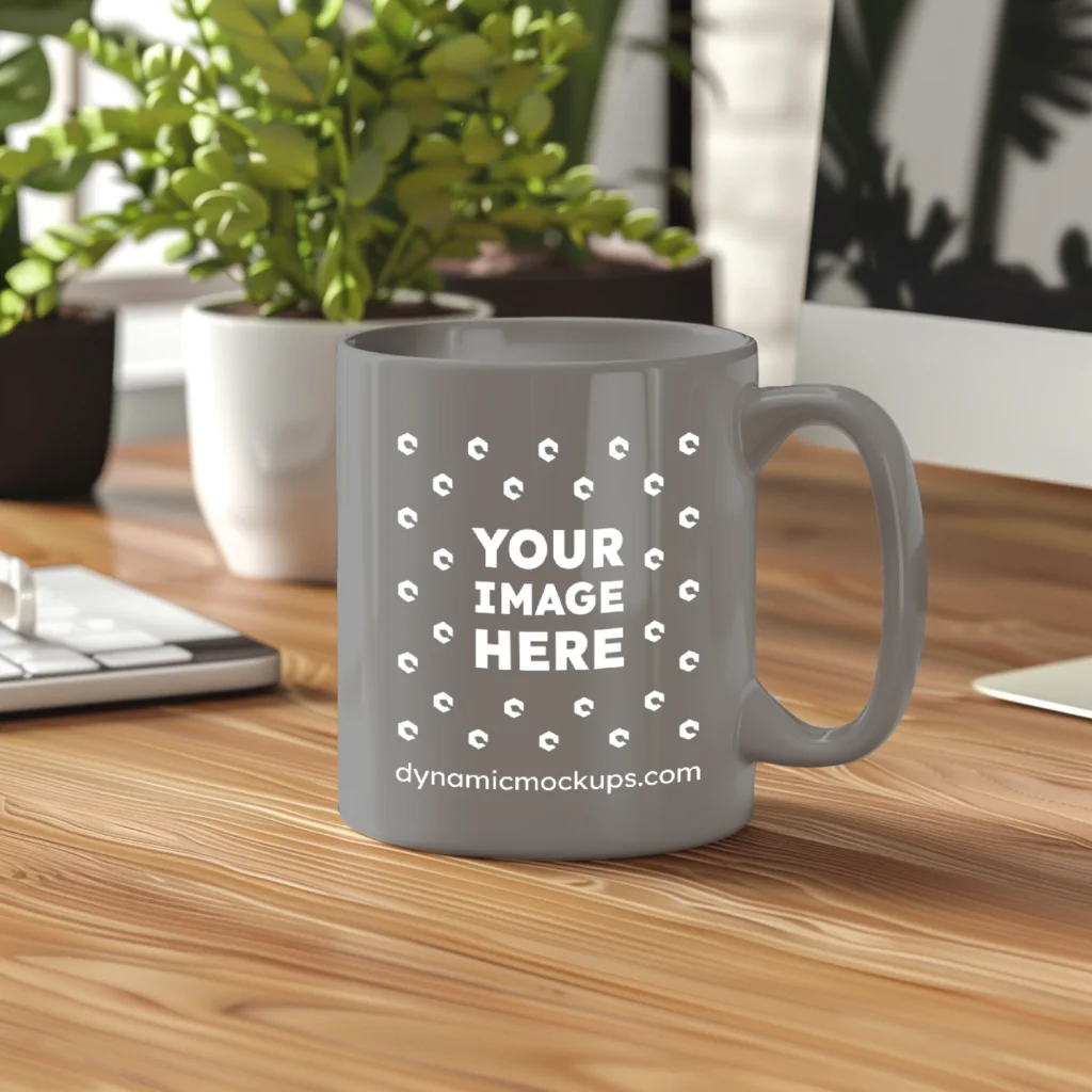 11oz Blank Gray Ceramic Coffee Mug Mockup Template