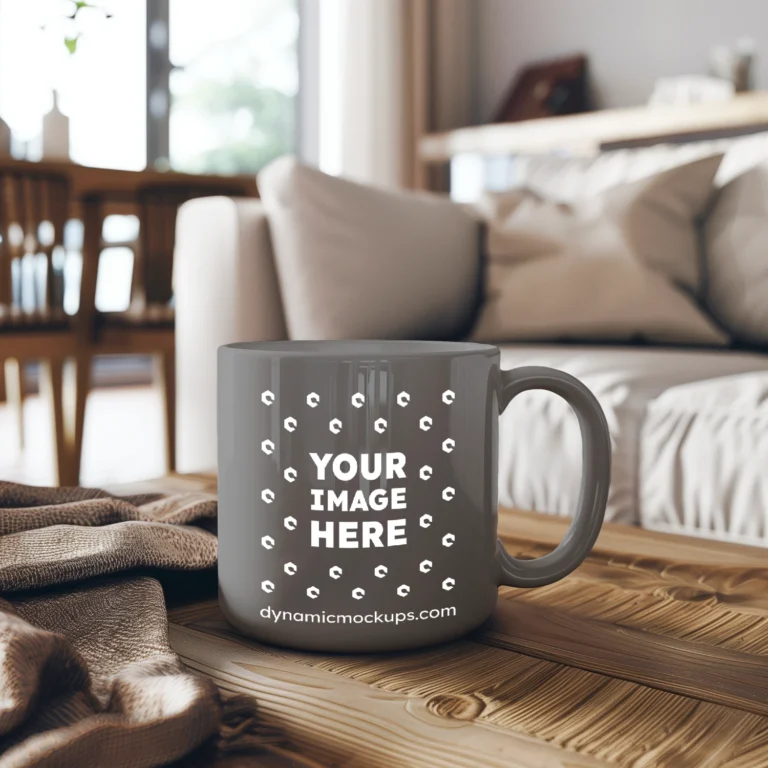 11oz Blank Gray Ceramic Coffee Mug Mockup Template