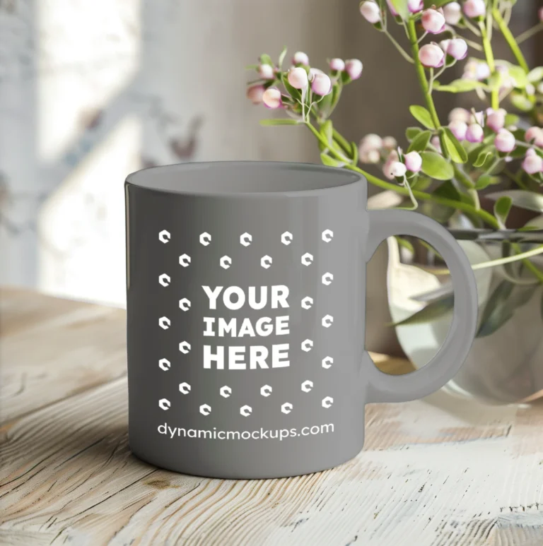 11oz Blank Gray Ceramic Coffee Mug Mockup Template